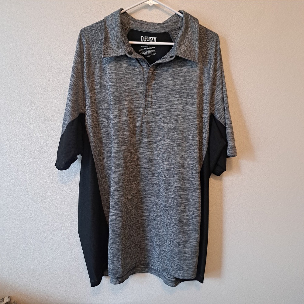Duluth Trading Co Mens XL Grey Space Dye Quarter Zip Performance Polo Shirt